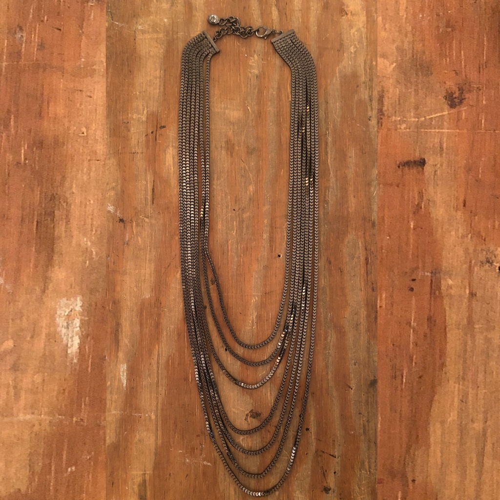 Rj Graziano Gunmetal 7 Strand Necklace